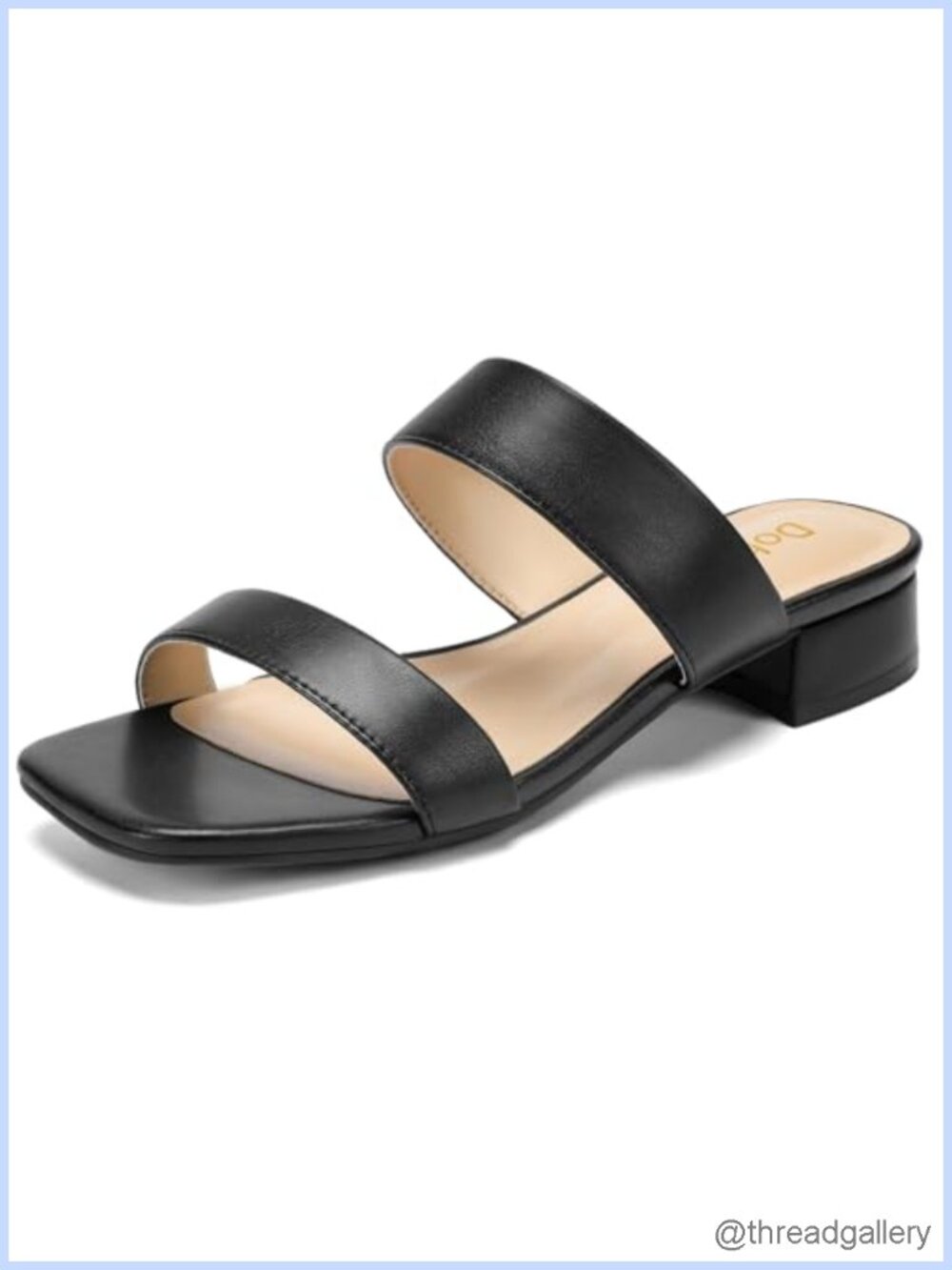 DOBOLIN Low Heel Dressy Sandals Faux Leather Slip-On Women's